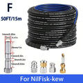 50FT Blue-Black Cleaning Hose Pressure Washer Drain Flusher,1/4" NPT  5000PSI Sink Unblocker Kitchen Flusher Nozzle Accessories