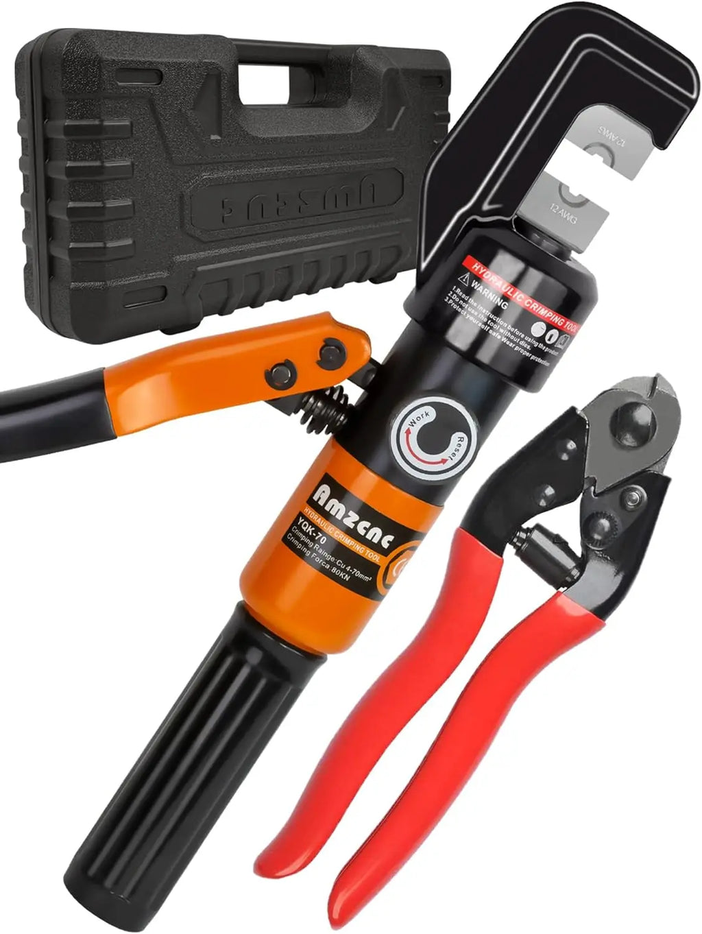 1/8" Hydraulic Hand Crimper Tool for Stainless Steel Cable Railing Fittings, 8 Ton Swaging Tool with Cable Cutter