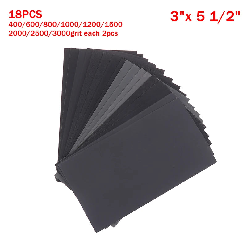 15/18Pcs Sandpaper Kit Water/Dry Sanding Paper Abrasive Polishing Tools 400/600/800/1000/1200/15002000/2500/3000 Grit 〔YY24〕