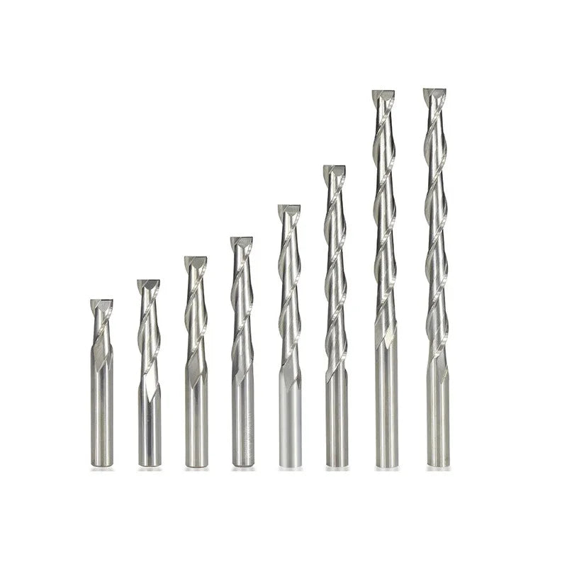 2 Flute Flat Up Cut End Mill 3.175/4/6/6.35/8/10/12mm Shank，Carbide CNC Router Engraving Bit PVC MDF Milling Cutter for Wood ﻿