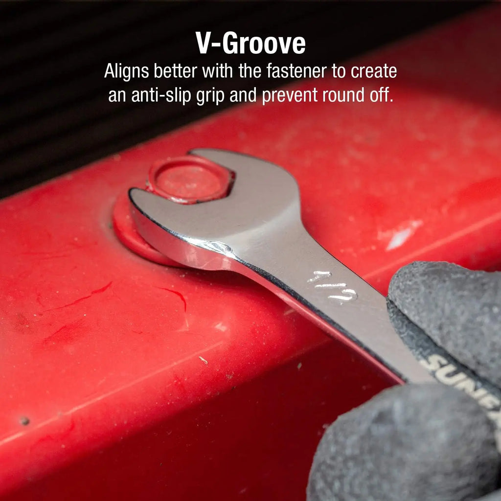14 Piece Angle Head SAE Wrench Set, Full Polish, Anti-Slip V-Groove Design