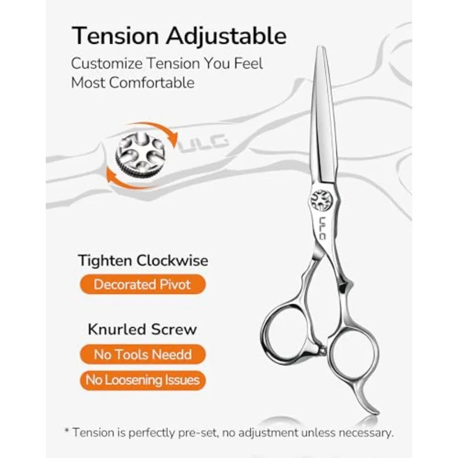 Professional Hair Cutting Scissors 6.7", Japanese 440C Stainless Steel, Barber Shears with Adjustable Tension Screw, Ergonomic