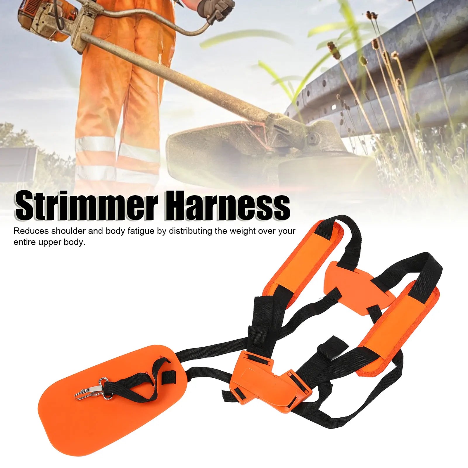 Orange Double Shoulder Nylon Lawn Mower Brushcutter Carrier Lightweight/Comfortable Trimmer Carrier Durable Gardening Aids