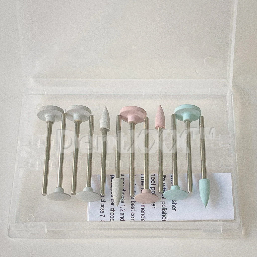 12Pcs Ceramic Polishing Kit, Disc-Shaped, Pointed, Wheel-Shaped Silicone Polishers, Coarse/Medium Fine/Fine Grinding Heads, Suit