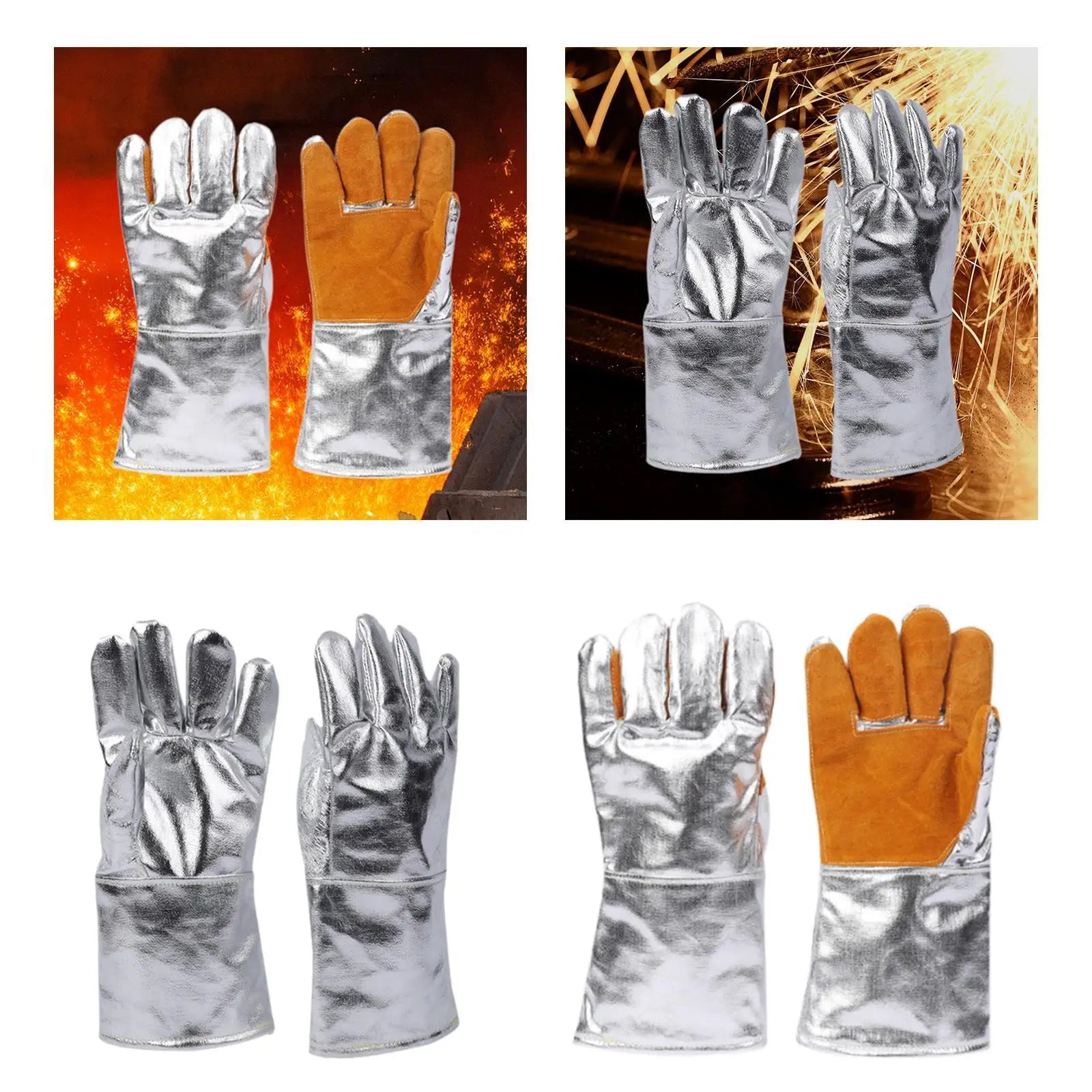 High Temperature Aluminized Gloves Labor Gloves Anti Scald Protection Multifunction Welding Gloves Heat Resistant Gloves