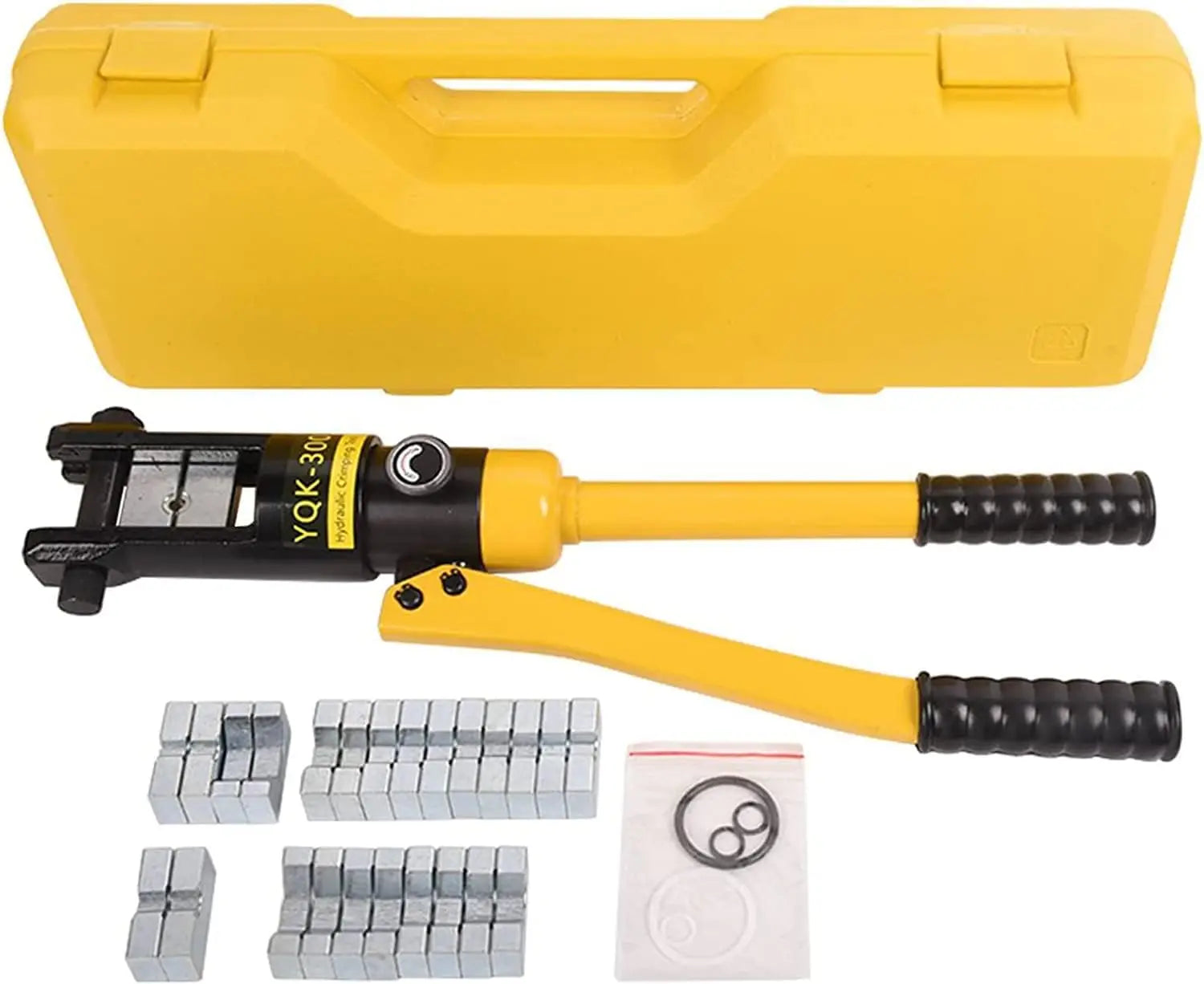 16T Hydraulic Crimping Tool for Battery Cables, 8 AWG to 600 MCM, with 13 Dies and 0.87 Inch Stroke