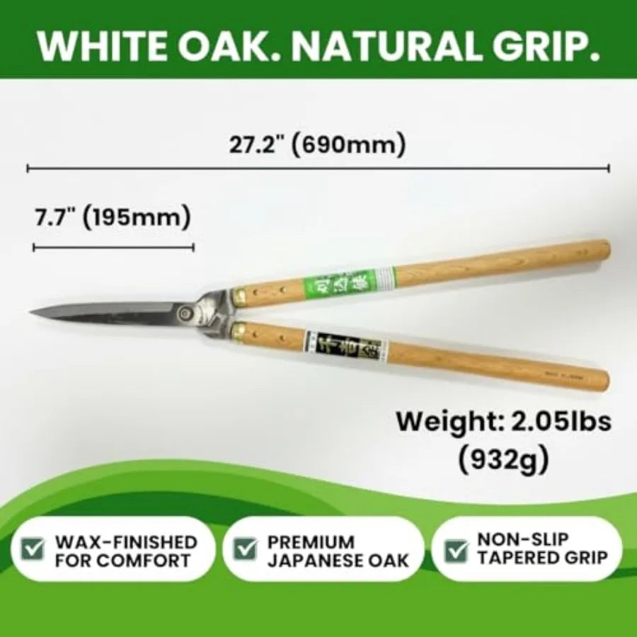Fujiwara Japanese Hedge Shears 27.2 in 690 mm,Forged Garden Clippers with White Oak Handles, Precision Trimming Shears for Hedg