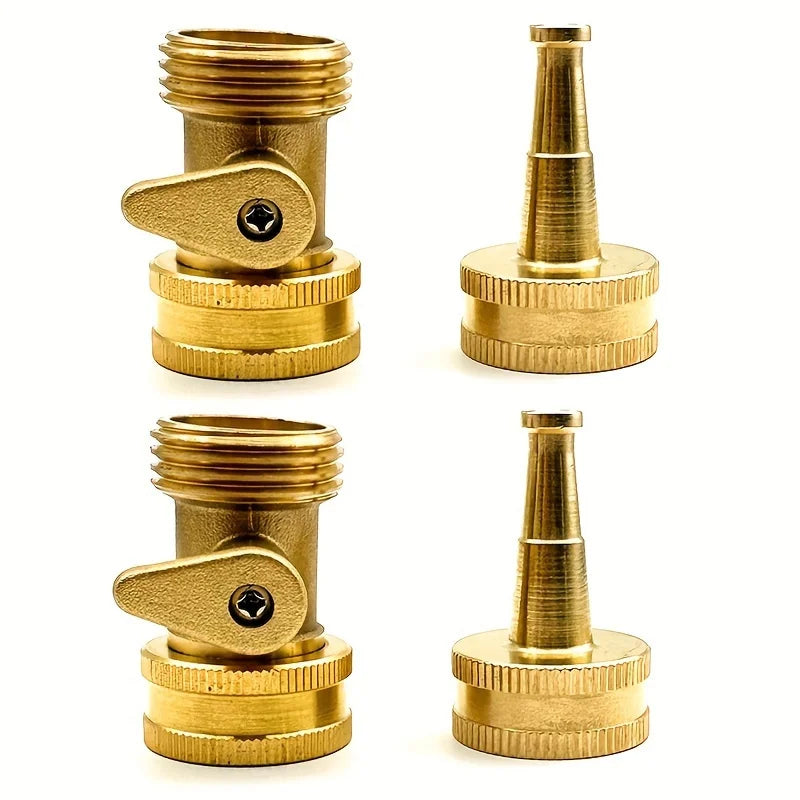 2pcs/set Brass Garden Hose Nozzle-Durable Metal Lawn&Car Sprinkler with Standard Us Thread Connector