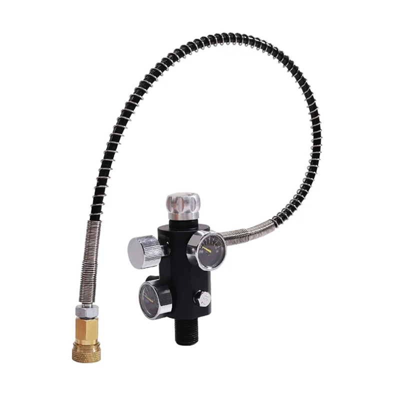 A02F-Valve Scuba Adapter With Gauge Tank Filling Station Refill For Air Tank Bottle Cylinder Diving Kit