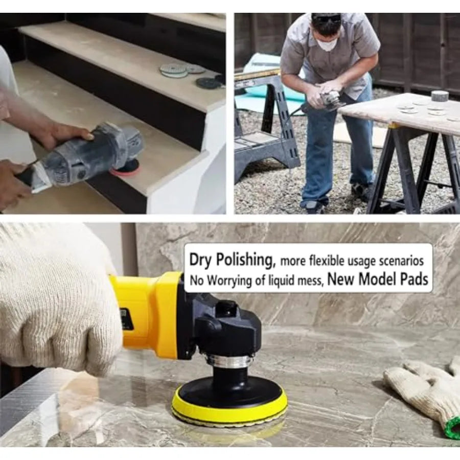 Dry Diamond Polishing Pads 11PCS Wet/Dry Granite Stone Buffing Pad Kit for Marble Concrete Quartz Tiles - High Temperature Resi
