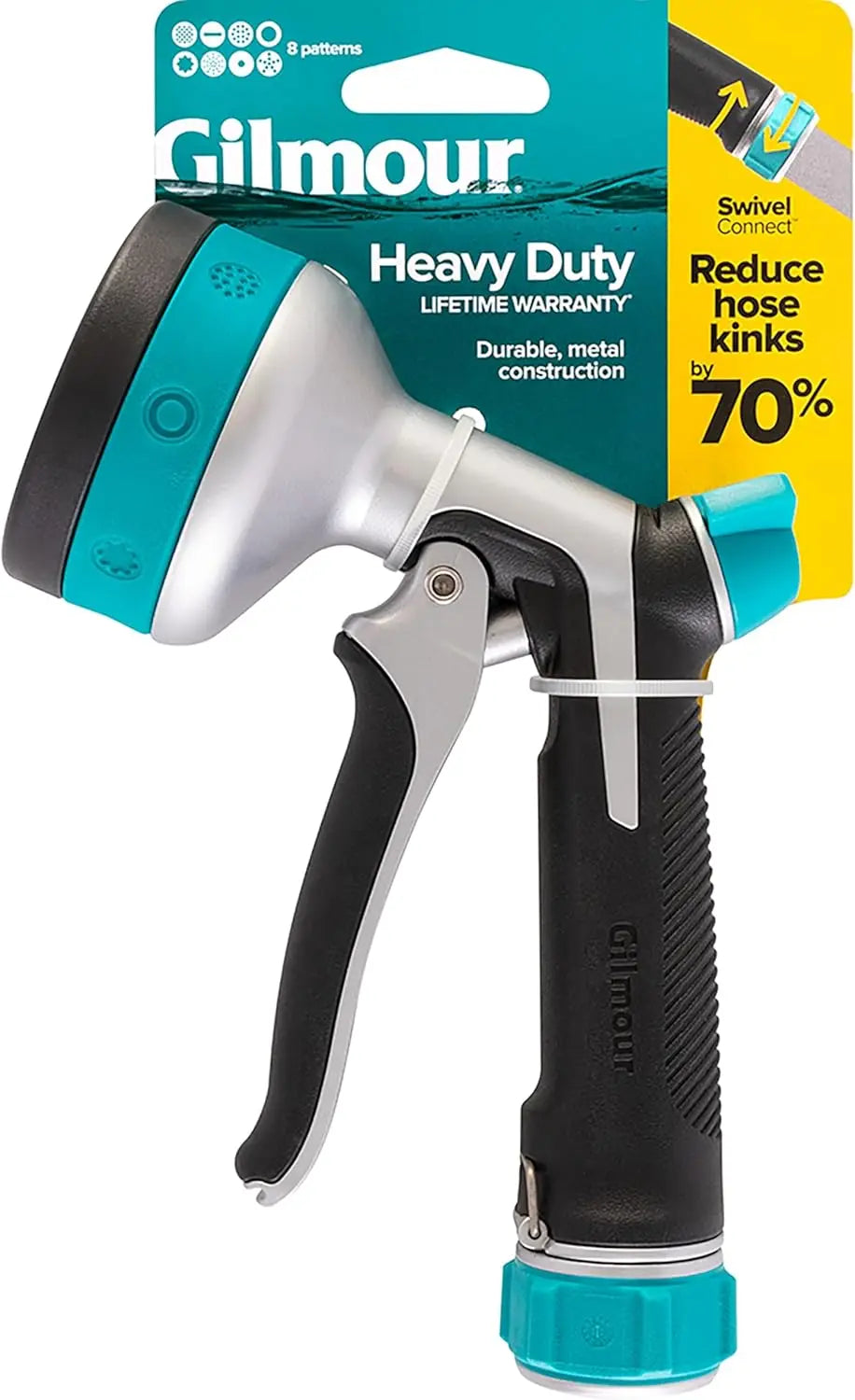 Garden Hose Nozzle with 8 Spray Patterns, Heavy Duty Front Control for Lawn Watering, Easy to Use