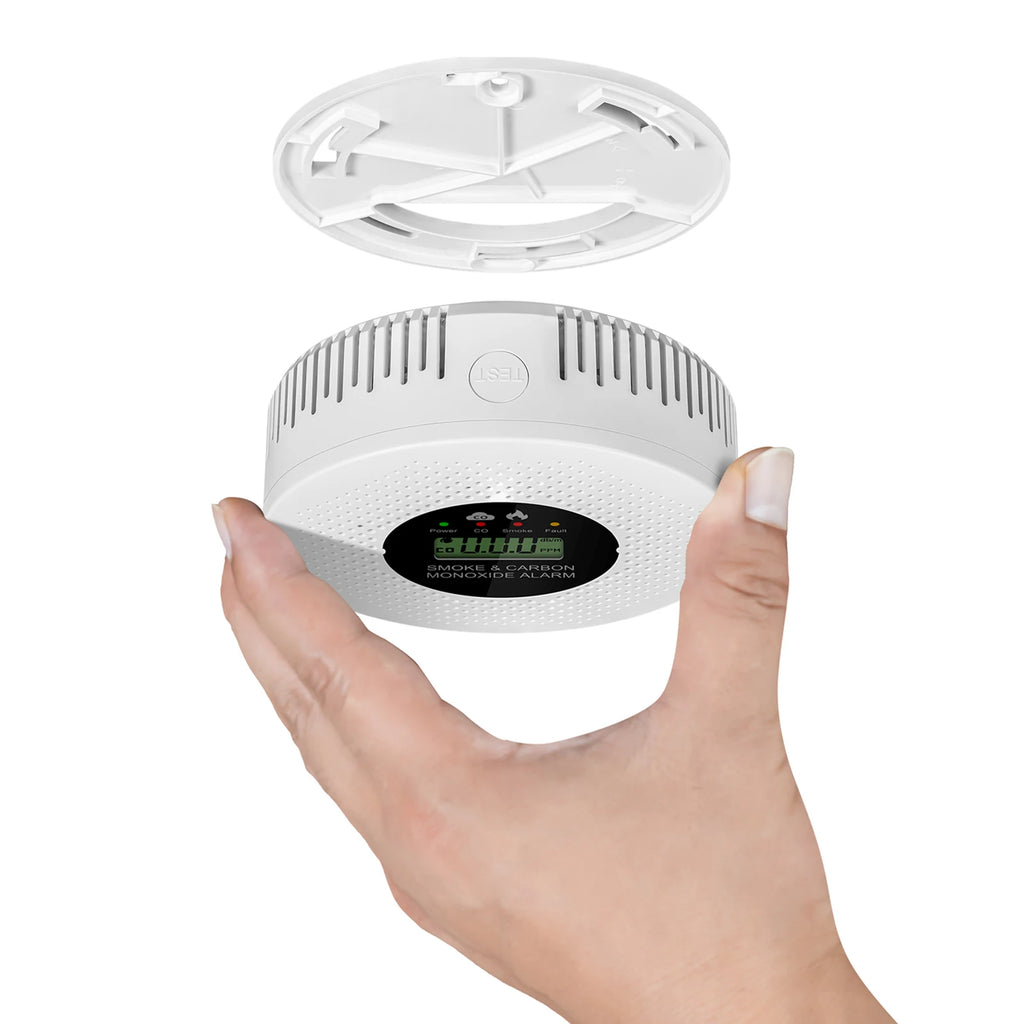Smoke and Carbon Monoxide Detector with LCD Display 2 in 1 Fire Alarm Smoke Detector Powered by Battery for House Apartment Kitc