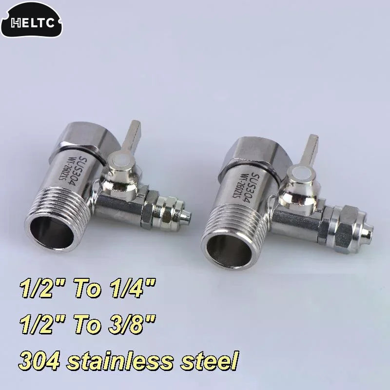 Water Filter Adapter 1/2 to 1/4 3/8 With Shut Off Tee Ball Valve Reliable Connection for RO System Home Kitchen
