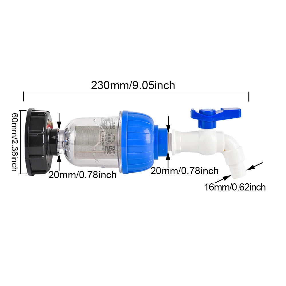 1/2 Inch Watering Filter For IBC Tank Tap Adapter S60 Ton Barrel Joint Garden Irrigation  Aquarium Pump Water Gun Strainer