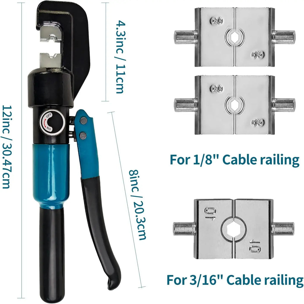 Hydraulic Crimping Tool with 9 Die Sets for Wire Rope, Battery Cables & Electrical Wires (12 AWG to 2/0 AWG)