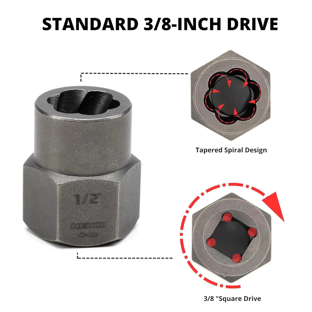 36-Piece Stripped Bolt Extractor Socket Set, Deep & Shallow, CR-Mo, 3/8 Dr., Rounded Nut Remover