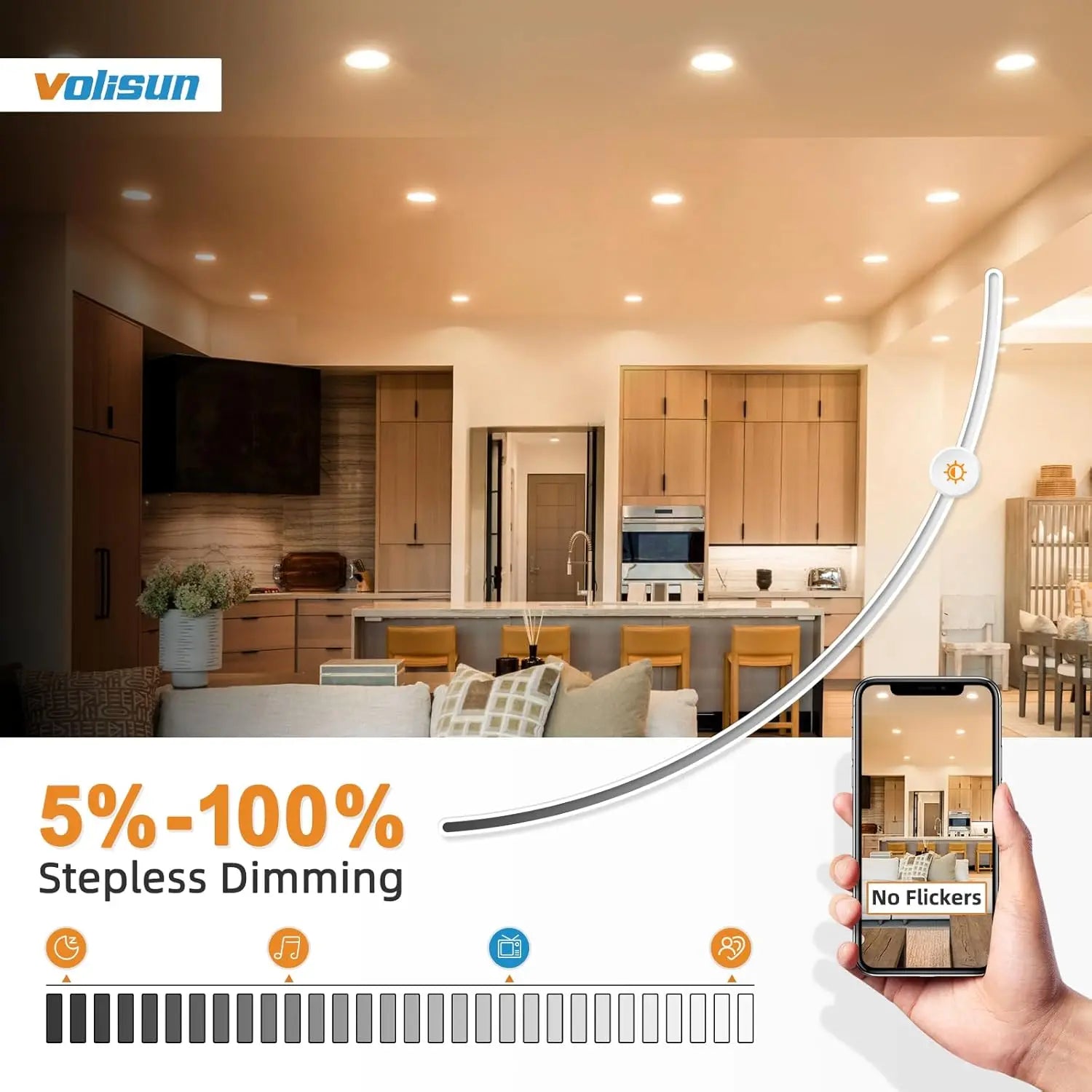 12 Pack 6 Inch Recessed Light with Night Light, 5CCT Selectable 2700K-5000K, 12W=130W, 1080LM Dimmable, ETL Listed