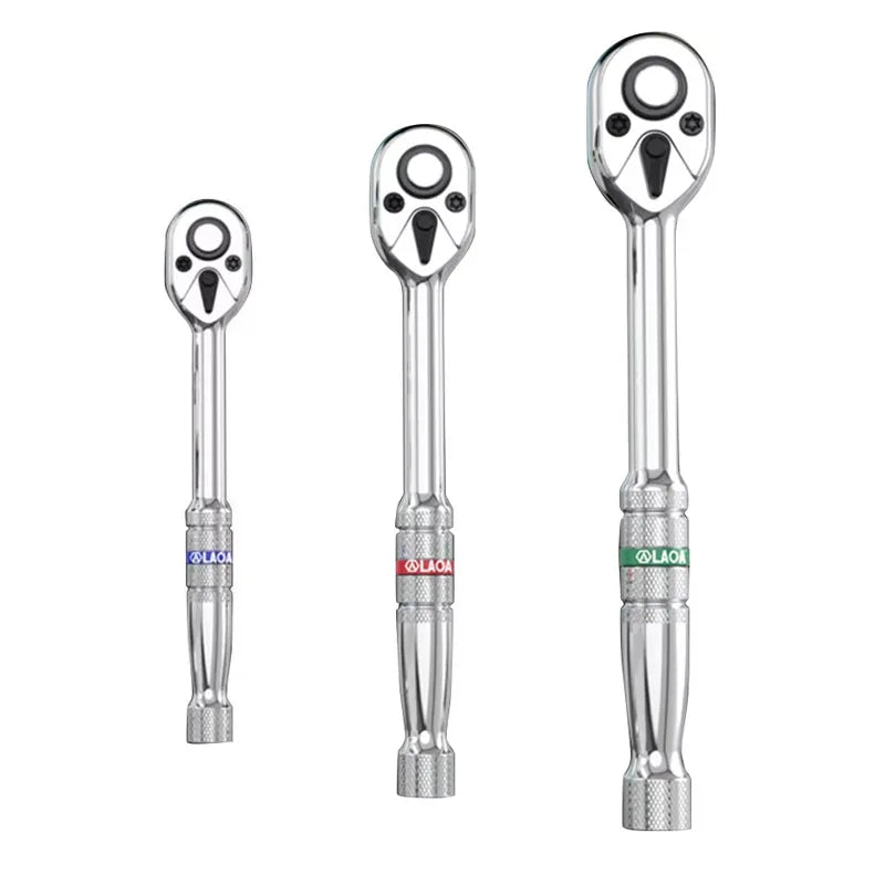 LAOA 1pc Quick Bi-Directional Ratchet Wrench CRV 1/4 3/8 1/2 Socket Wrench Auto Motorcycle Repair Tools