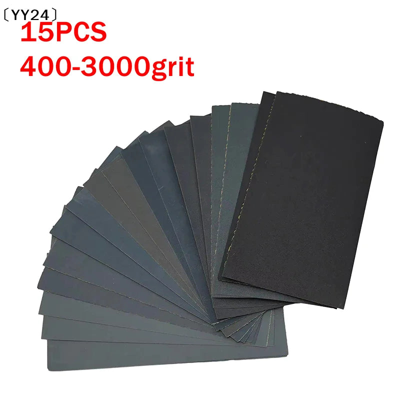 15/18Pcs Sandpaper Kit Water/Dry Sanding Paper Abrasive Polishing Tools 400/600/800/1000/1200/15002000/2500/3000 Grit 〔YY24〕
