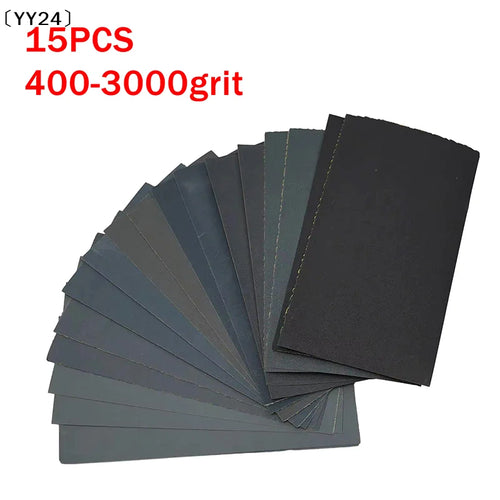 15/18Pcs Sandpaper Kit Water/Dry Sanding Paper Abrasive Polishing Tools 400/600/800/1000/1200/15002000/2500/3000 Grit 〔YY24〕
