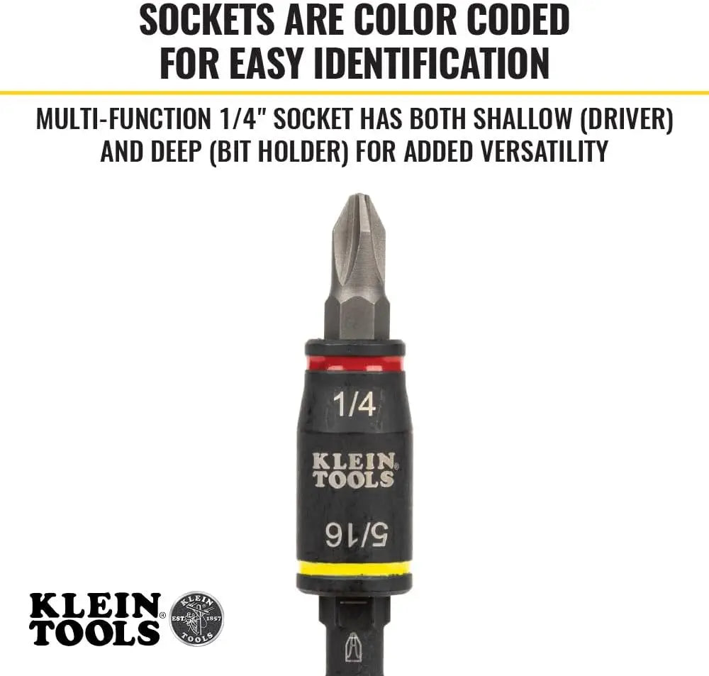 3-in-1 Impact Flip Socket Set, 1/4 & 5/16 Hex Nut Drivers, 3 & 5-Inch, Quick-Connect Adapter