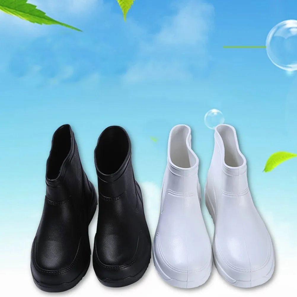1 Pair Thick Heel Antiskid Rain Shoes Acid Alkali Resistant Low Canister Boots Size Non Slip Wear Resistant Sole Stable