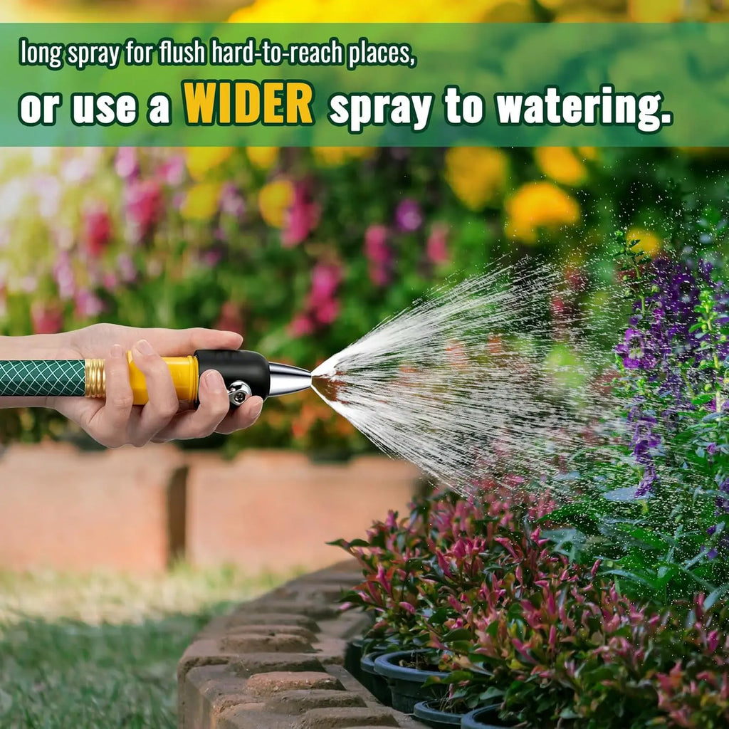 3/4" GHT Garden Hose Nozzle with Shut Off Valve, Zinc Jet Sprayer for Watering, Car Washing, and Sweeping (Black, 2 Pack)