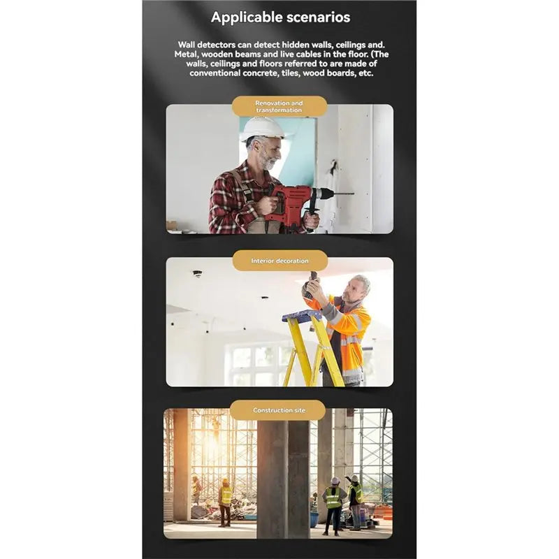 AS95-Multi Wall Detector Stud Finder Wall Metal/Wood/Wire Detector Reinforcing Bar Locator Handheld Metal Detector