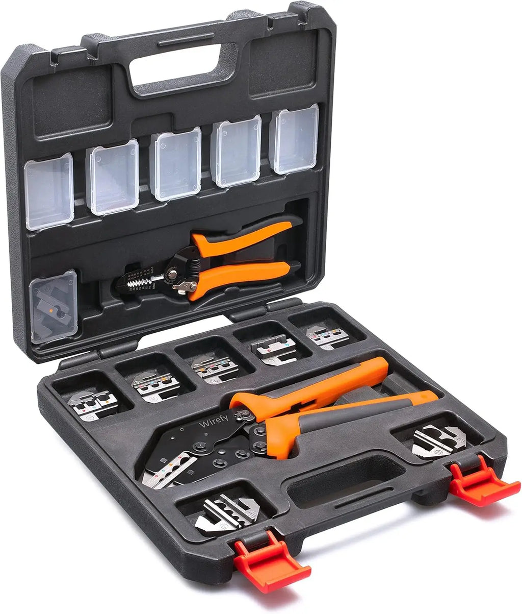 Professional Ratcheting Wire Crimper Kit with 9 Interchangeable Dies for Various Terminals and Connectors