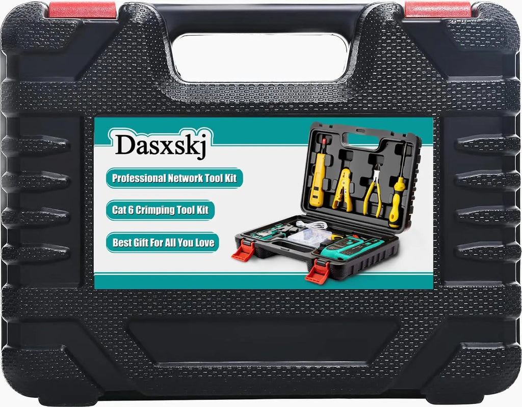RJ45 Crimp Tool Kit with Pass Through, Network Tool Set for Cat6 Cat5e Connectors, Includes Wire Tracker and Punchdown Tool