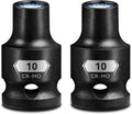 2-Pack 1/2" Drive Magnetic 10mm Impact Socket Set, Shallow, CR-MO Steel, 6-Point for Impact Wrench