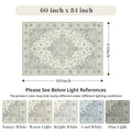 Washable 5x7 Area Rug - Living Room Rug Distressed Low Pile Mats Pad Non Slip Soft Rugs for Dining Room with Rubber Backing Bed