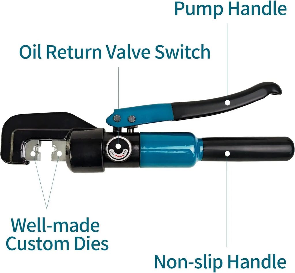 Hydraulic Crimping Tool with 9 Die Sets for Wire Rope, Battery Cables & Electrical Wires (12 AWG to 2/0 AWG)