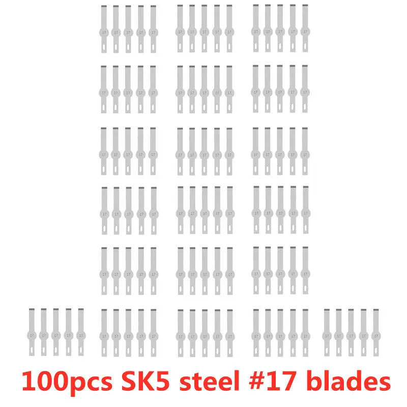 100pcs Engraving Non-Slip Metal Knife Blades Cutter Craft Knives for Mobile Phone PCB Repair Hand Tools Accessories