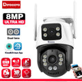 4K 8MP Outdoor Wireless Security Camera Dual Lens Dual Screen AI Human Detect Auto Tracking PTZ Wifi Survalance Camera iCSee App