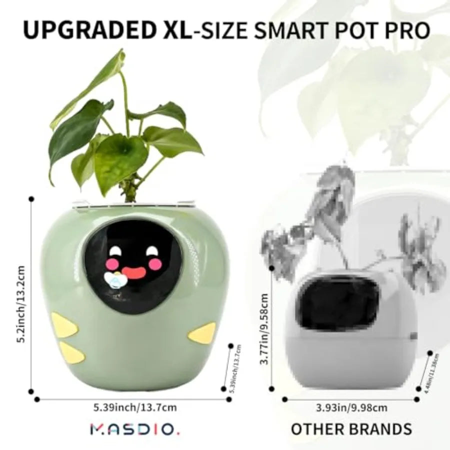Plantbot Upgraded Large Smart Flower Pot Pet Planter Robot with Artificial Intelligence Time Temperature Display and Numerous E
