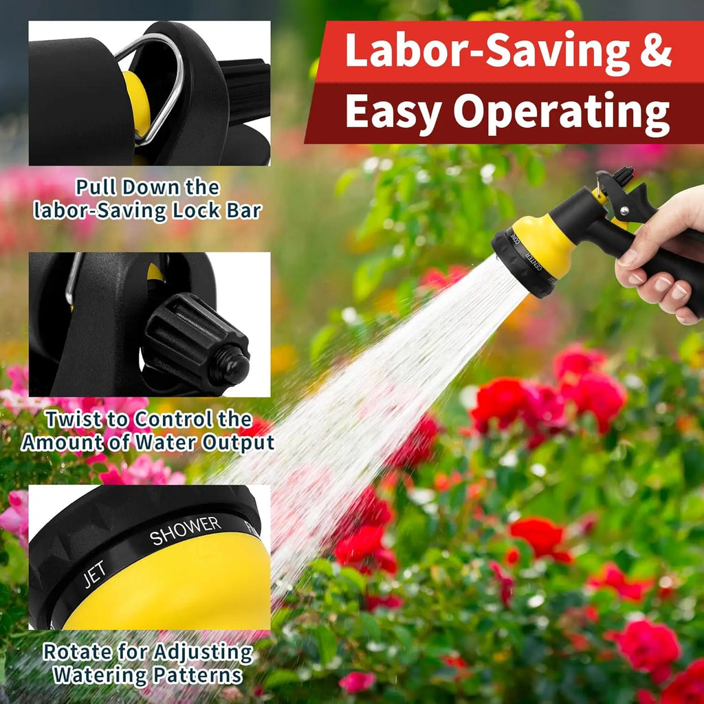 Garden Hose Nozzle Sprayer with 7 Adjustable Watering Patterns - Non-Slip Design for Car Washing, Plant Watering, and Pet