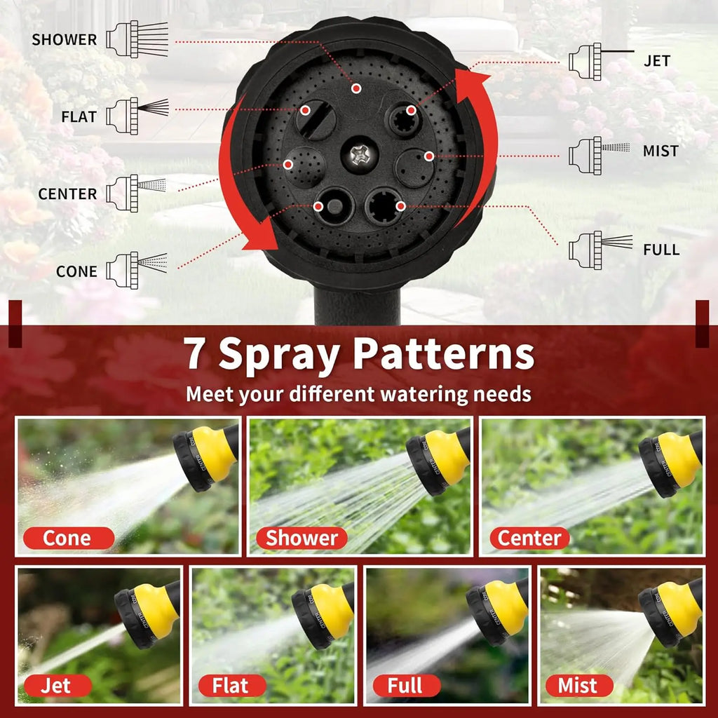Garden Hose Nozzle Sprayer with 7 Adjustable Watering Patterns - Non-Slip Design for Car Washing, Plant Watering, and Pet