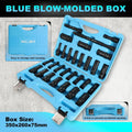 1/2" 29Pcs Impact Socket Set, SAE & Metric, Standard & Deep Sockets with Extension Bars, CR-MO Steel, High Torque for Truck