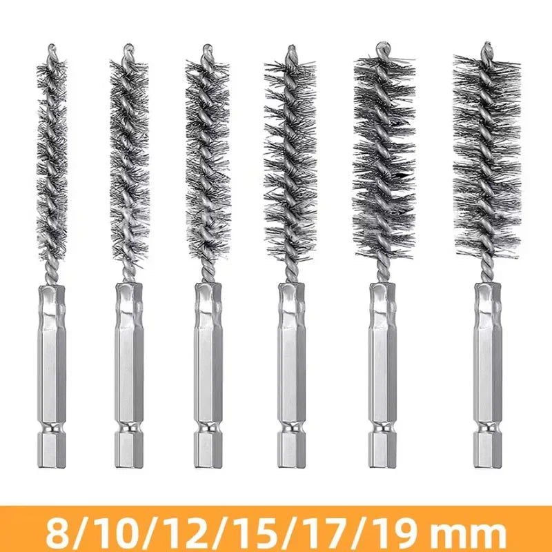 New 6 Pcs 8-19mm Wire Tube Machinery Cleaning Brush Rust Cleaner Washing Polishing Tools for Automotive Manufacturing Processing