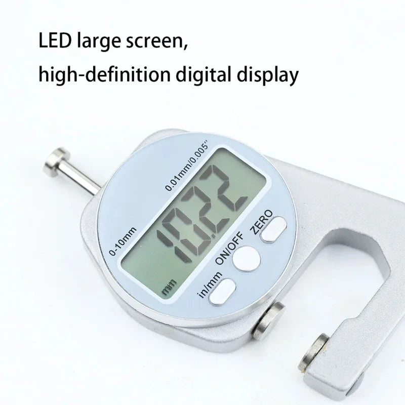 0-10mm Digital Thickness Gauge 0.01mm High Precision Pocket Measuring Tool for Flat and Curved Surfaces