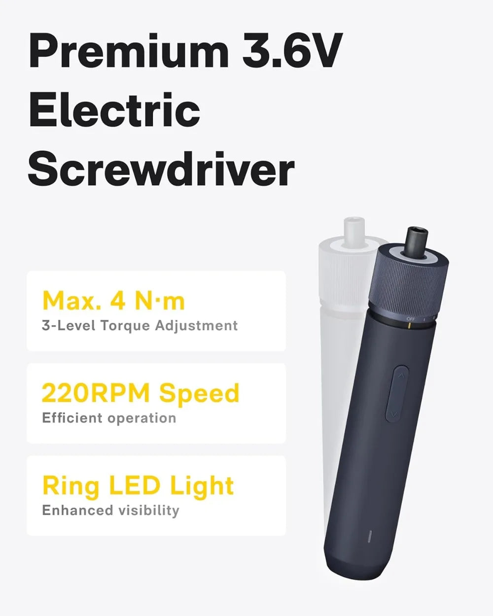 Compact Electric Screwdriver Kit with LED, 3 Torque Settings, 10 Bits - Portable Home Repair Set for DIY Projects