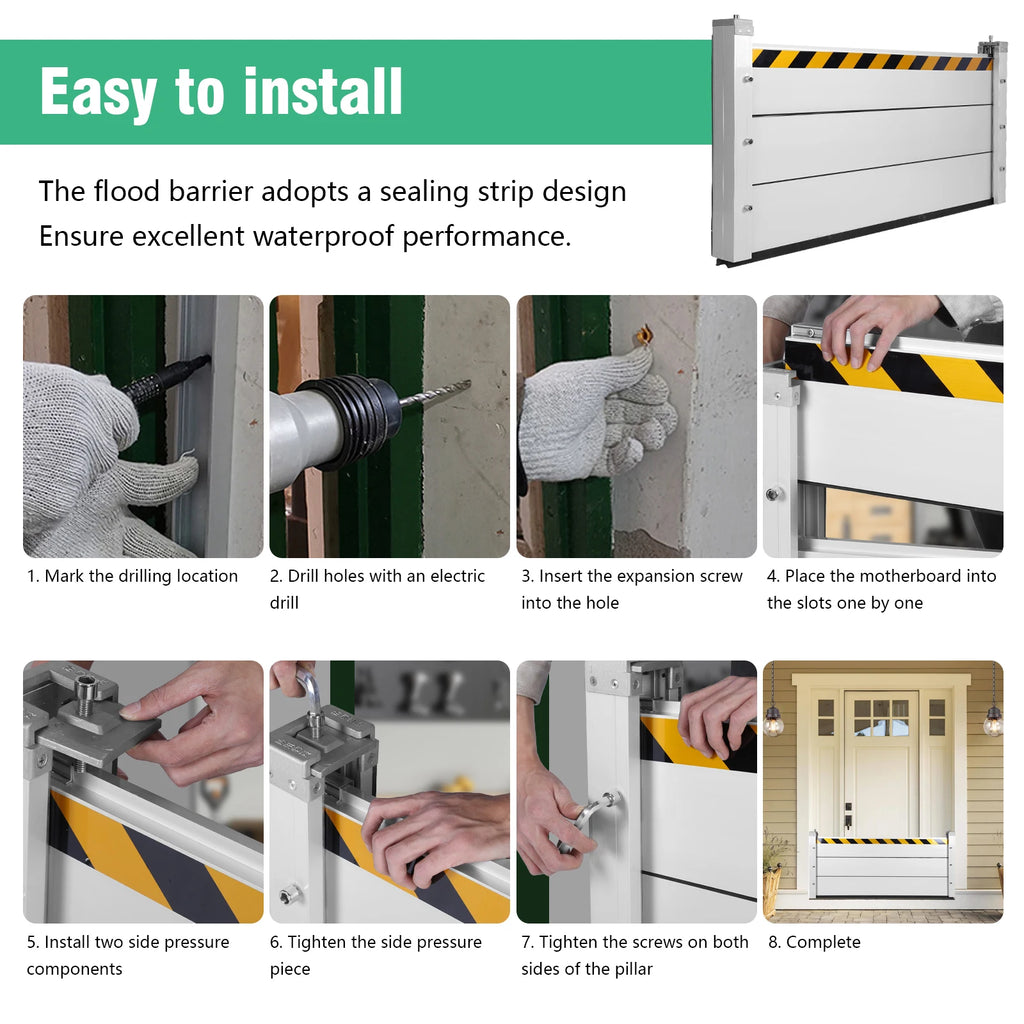 Heavy Duty Flooding Protect Baffle Reusable Temporary Flood Control System Stackable for Gates/Subways/Factories/Garages/Roads