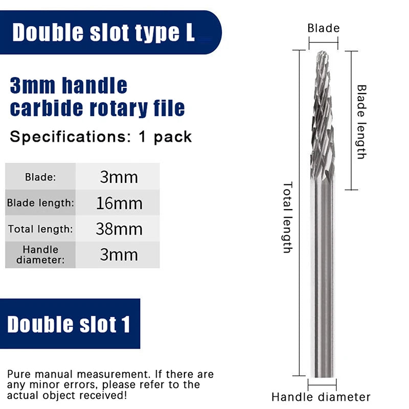 1PCS Tungsten Carbide Rotary File Hard Alloy Rotary Bur Drill Bit 3mm Shank Engraving Cutter Grinding Head For Metal And Plastic