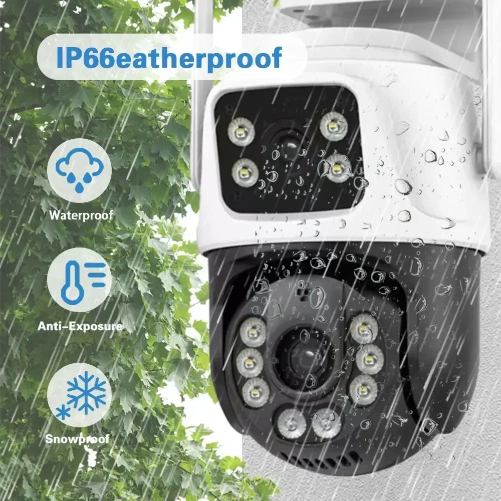 4K 8MP Outdoor Wireless Security Camera Dual Lens Dual Screen AI Human Detect Auto Tracking PTZ Wifi Survalance Camera iCSee App