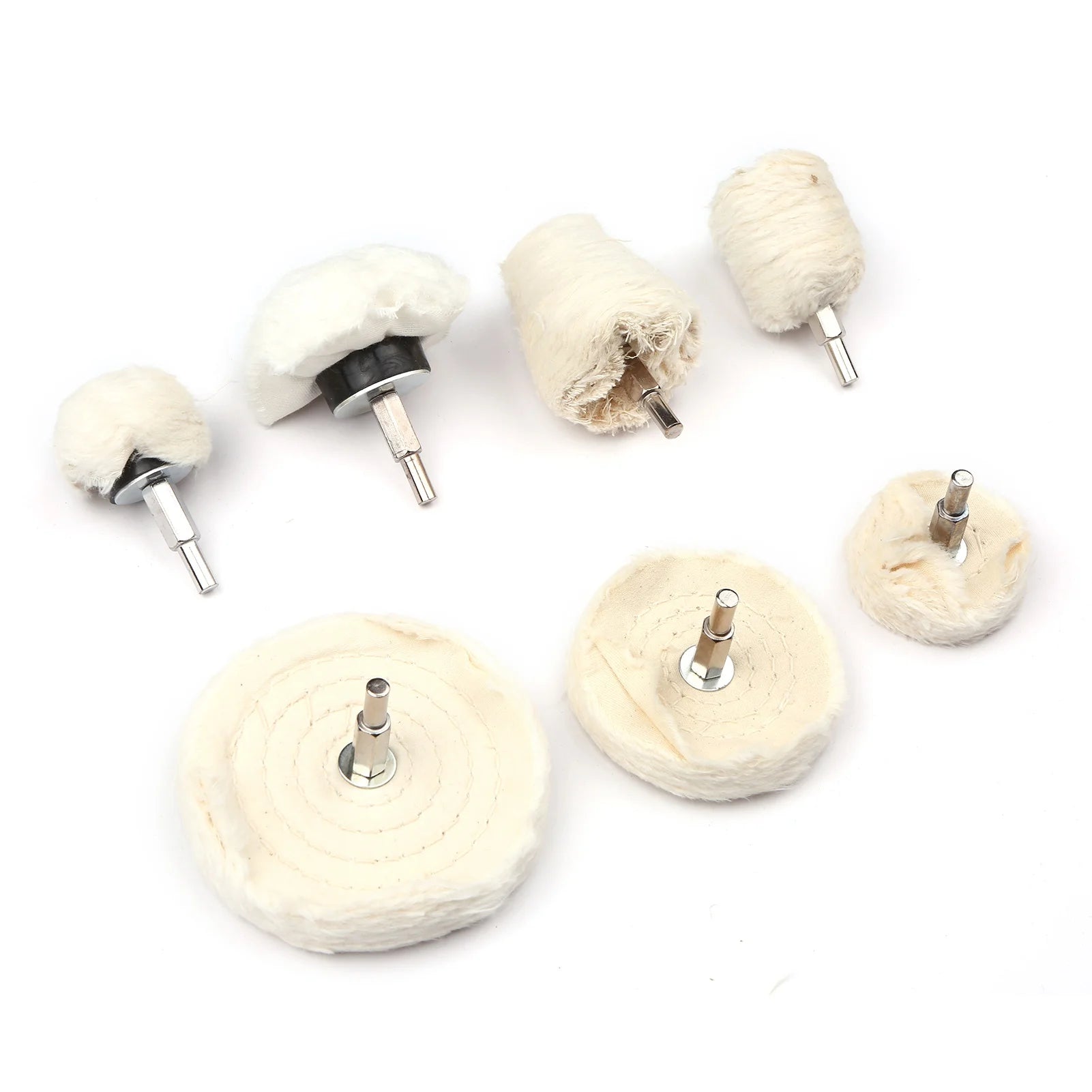 7pcs 6.35 Shank Lint Polishing Wheel Polishing Tool Kit Buffing Wheel Polishing Pad Tools for Stainless Steel Aluminum Copper