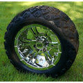 12 Chrome Golf Cart Wheels and 20x10-12 DOT All-Terrain Tires - Set of 4