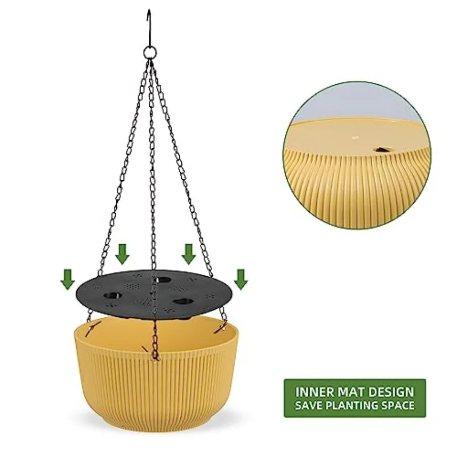 Self Watering Hanging Planters Indoor Outdoor Thickened Hanging Basket Flower Plant Pot 2 Pack