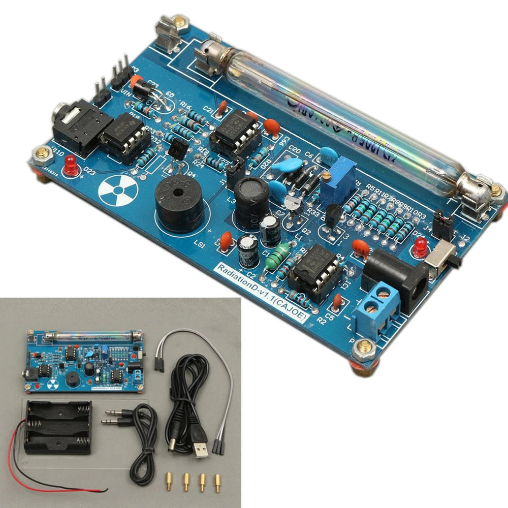 Assembled DIY Geiger Counter Kit, Assembled Radiation Detector System Miller Tube Nuclear Radiation Detector Geiger Counter Kit