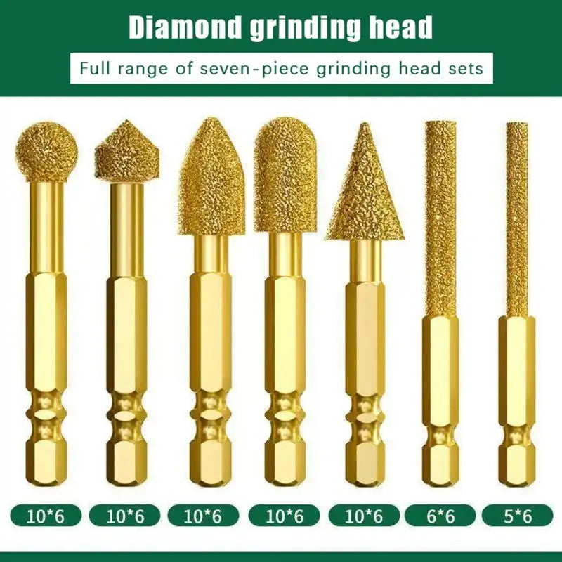 3/7pcs Grinding Head Tile Rotary File Polishing Head For Iron, Stainless Steel, Ceramic, Tile, Fits Drill